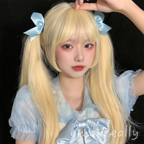 True wig hair long long straight hair cute sweet Lolita luolita golden curly hair jk full head