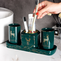 Light luxury high-end electric toothbrush holder shelf toilet bathroom wash table table storage mouthwash cup set