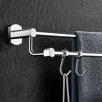 Full Copper Towel Rack Free From Punching Light Lavish Wind Toilet Wall-mounted Disposal Rack Bathroom Towel Rod Double Pole With Hook
