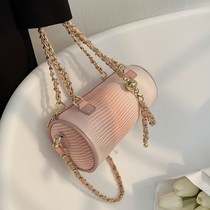 Store length Recommended Summer design Sensory Chain Handbag handbag Women 2022 new 100 hitched Diagonal Satined cylinder bag