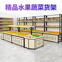 Supermarket Steel Wood Fruit and Vegetable Zhongdao Display Shelf Convenience Store Fresh Shelf Fruit and Vegetable Header Promotion Counter