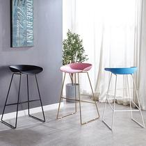 Bar chair home bar chair Nordic light luxury high stool bar stool simple modern cash register front desk wrought iron solid wood