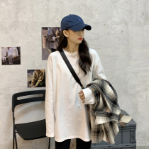 Net red maternity cotton split loose long-sleeved t-shirt female ins tide lazy wind top 2020 new female
