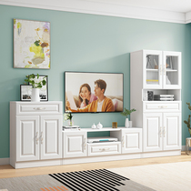 TV cabinet Solid wood modern minimalist composition Living room TV cabinet floor lockers Small family Type Package Installation can be set
