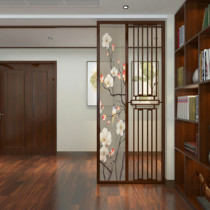 New Chinese-style screen partition living room simple modern entrance door blocking entrance barrier hollow solid wood grille wall