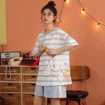 Japanese cartoon pajamas womens suit summer new sweet loose two-piece female student casual home wear thin