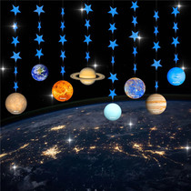 Kindergarten classroom ceiling starry sky theme party hanging decoration mall shop window decoration eight planetary ornaments
