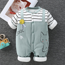 Baby jumpsuit warm cotton autumn and winter thick male baby ha clothes climbing clothes cotton clothes newborn clothes spring and autumn