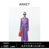 ARKET womens long sleeve shirt with belt dress Lilac purple 2022 new 1067008001