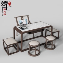 Santa Ferro New Chinese Tea Table Office Kung Fu Tea Table And Chairs Combination Modern Simple Solid Wood Large Plate Rockboard Tea Table