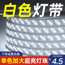  LED light strip Household outdoor waterproof ultra-bright white light strip outdoor exterior wall construction site tunnel lighting 220v