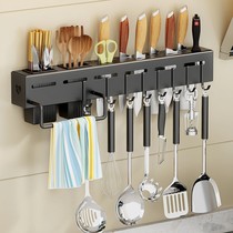 Tool holder stainless steel non-perforated kitchen household knife chopsticks tube multifunctional storage rack wall cover holder