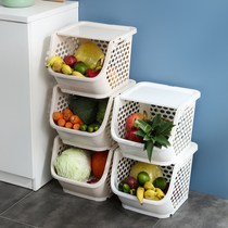 Kitchen basket storage vegetables blue storage basket can be stacked small basket plastic basket Fruit storage frame Household