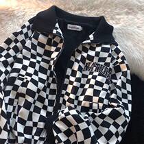 ZK New 2021 Winter Korean version of loose long sleeve top female students chessboard Plaid cardigan sweater coat ins tide