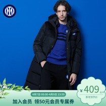 International Milan Warm Autumn Winter New Black Coat With Cap Trendy Men Duck Suede Long DOWN CLOTHING EASY