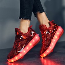 Boys Thuggy shoes adult skates teenagers invisible runaway shoes double-wheel girls sneakers childrens luminous shoes