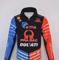 Italian Ducati fans motorcycle riding riders racing suit plus cotton zipper stand collar sweater red and blue stripes