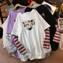 Pregnant women cotton coat autumn 2021 New loose T-shirt long sleeve base shirt Korean spring and autumn fashion tide mom