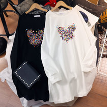 2022 new pregnant women spring clothing fashion models with long sleeves blouses large code necropolis dress for a long period of 200 catty