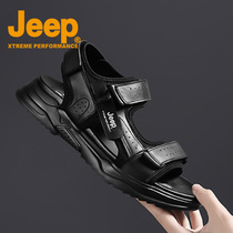 jeep advanced sandals mens summer 2022 new casual waterproof outside wearing genuine leather soft-bottom sports men beach shoes