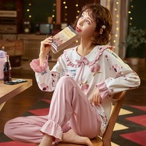 Pajamas ladies spring and autumn cotton long sleeves autumn and winter cotton 2020 New Tide can wear home suit
