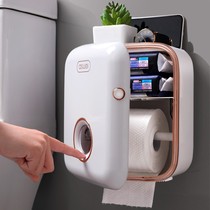 Toilet paper towel box Toilet paper box Roll paper toilet paper punch-free storage waterproof shelf Wall-mounted roll paper tube