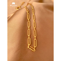  European and American thick chain necklace female summer niche design ins cold air quality plated 18k gold chain clavicle chain hip hop