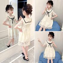 Girls dress summer 2021 new foreign style girl lace princess dress summer childrens college style skirt tide