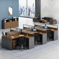 Staff desk four employees screen card holder simple modern partition L type 4 person Office table and chair combination