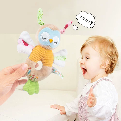 Успокаивающая кукла для новорожденных для тренировок, плюшевая погремушка, игрушка, хваталка, раннее развитие