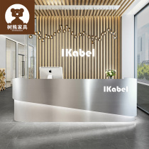 Simple modern stainless steel beauty salon bar counter Clothing store cashier Barber shop Gym Light luxury curved front desk