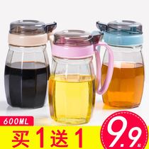 Automatic opening and closing oil pot large capacity glass oil bottle home kitchen soy sauce vinegar seasoning day style suit anti spill tank