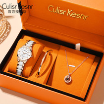 Small CK watch ladies light luxury niche high-end camellia famous brand ceramic belt womens fashion mechanical watch