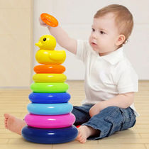 Baby puzzle Development Intelligence rainbow tower ring stacked music early education 0-1-2 years old baby tumbler toys