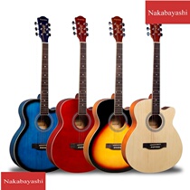 40-inch full basswood folk guitar missing corner acoustic guitar bright color strip side practice student guitar instruments