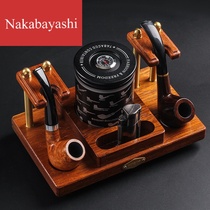 Pipe stand stand with tobacco can one-piece solid wood multi-function pipe stand 2 pipe stand stand