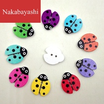 DIY color wooden buttons painted seven star ladybug two eye button decoration material 100 a bag