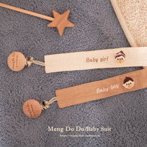mengdodo pacifier anti-drop chain pure cotton embroidered pacifier clip Name custom embroidered pacifier clip