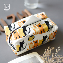 Cai cat tissue box fabric living room storage paper box Nordic ins cute bedroom household paper bag simple