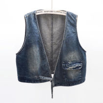 Short denim vest female loose Korean BF wind summer thin Joker sleeveless small vest coat Waistle vintage