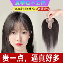 A full real hair wig female head cover white hair delivery needle breathable light and thin hair increase head replacement film female bangs