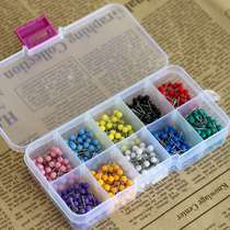 Boxed ten colors 500 colored plastic pins round balls short nails cork board fixing nails map marking pushpins