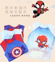 Children Hood Clothing Spring Summer New Waterproof Apron Baby Dining Around Pocket Kindergarten Spider-Man Drawing Hooded Sweatshirt Anti-Wear