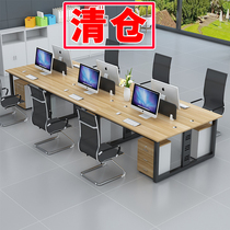 Staff desk office desk staff minimalist modern Double 6 4 6 stations Computer table and chairs Composition