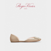 Roger Vivier woman shoes Trompette metal square button ballet shoe flat bottom square head hollow single shoe