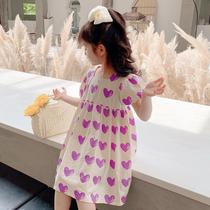 Chen Da Pig L mother customized 2020 summer childrens Korean style square collar small love baby bubble sleeves short-sleeved even