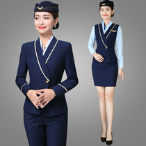  Stewardess uniform Vocational college vest suit High-speed rail flight attendant Hotel reception beautician overalls female