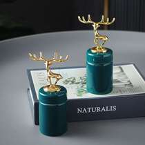 Nordic Creative Personality Toothpicks Box Home Living Room Toothpicks Simple Cotton Swag Cotton Sign Containing Box Gold Deer Light Lavish Containing Bucket