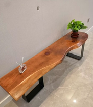 Nordic simple log long bench natural side bench solid wood long bench creative retro rest stool iron bench