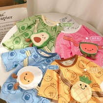 Boys and girls foreign fruits T-shirt summer New Children Baby cute bag top base shirt loose tide